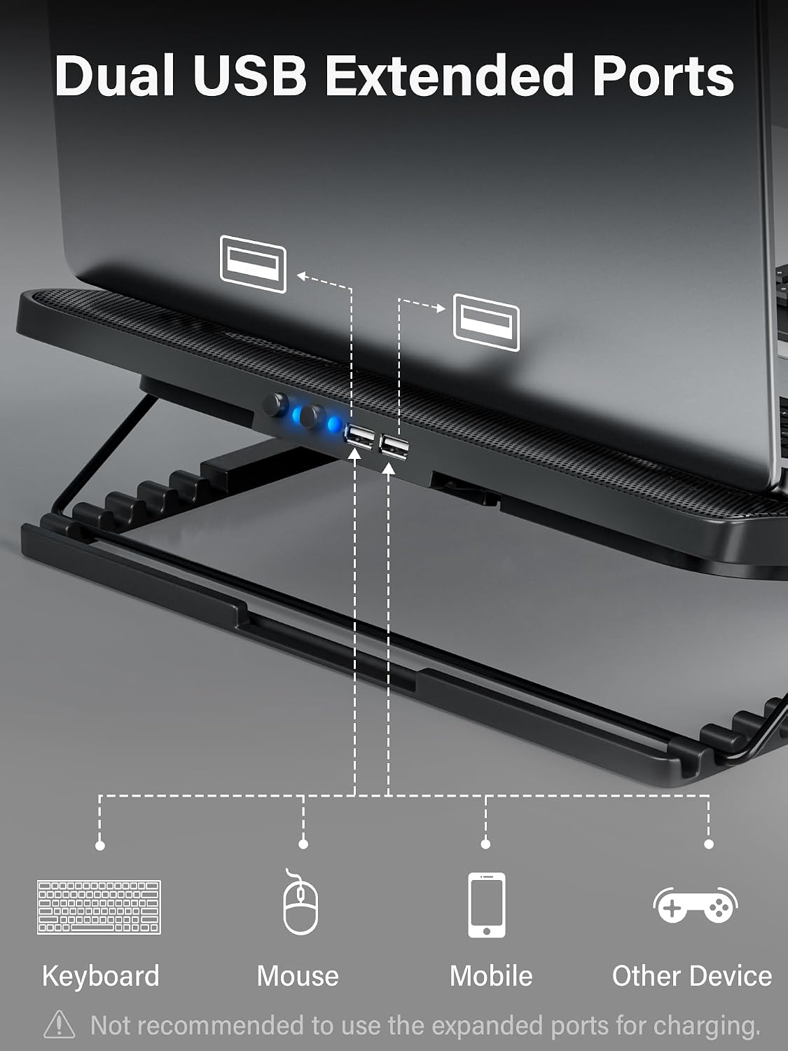 Laptop Cooling Pad Cooler Stand with 5 Quiet Fans for 12"-17" Laptop