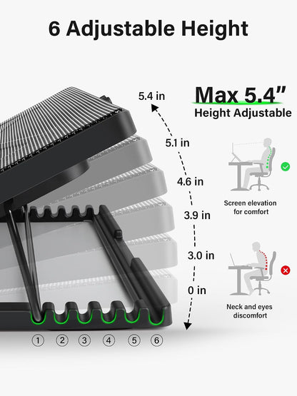 Laptop Cooling Pad Cooler Stand with 5 Quiet Fans for 12"-17" Laptop