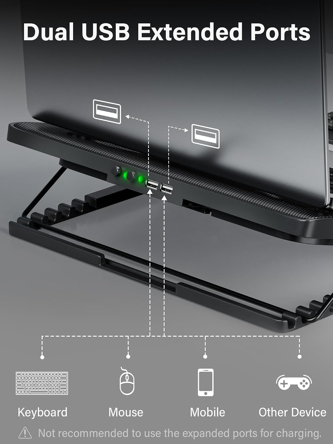 Laptop Cooling Pad Cooler Stand with 5 Quiet Fans for 12"-17" Laptop