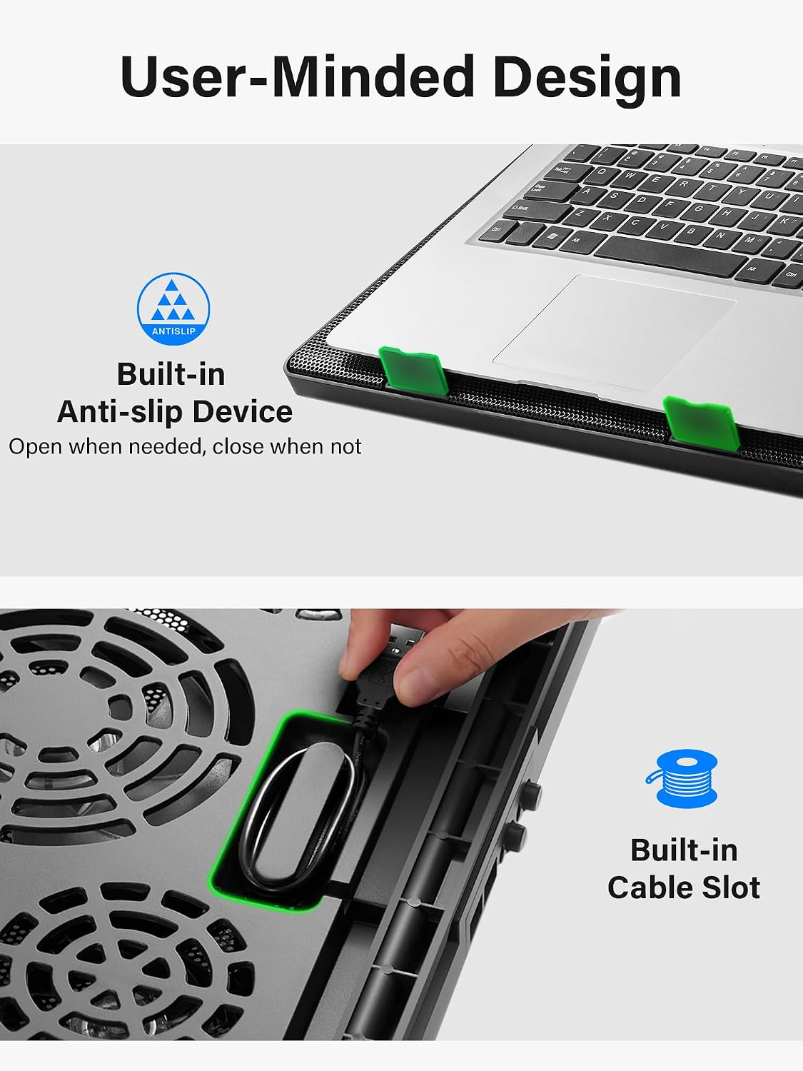 Laptop Cooling Pad Cooler Stand with 5 Quiet Fans for 12"-17" Laptop