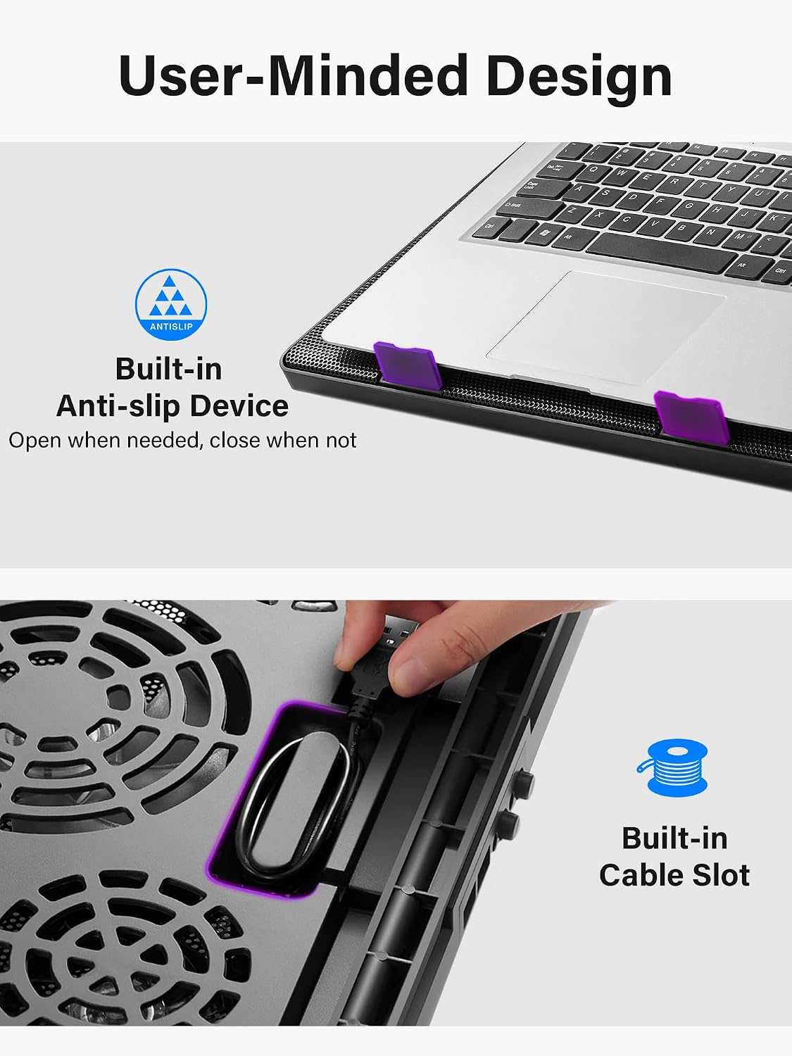 Laptop Cooling Pad Cooler Stand with 5 Quiet Fans for 12"-17" Laptop