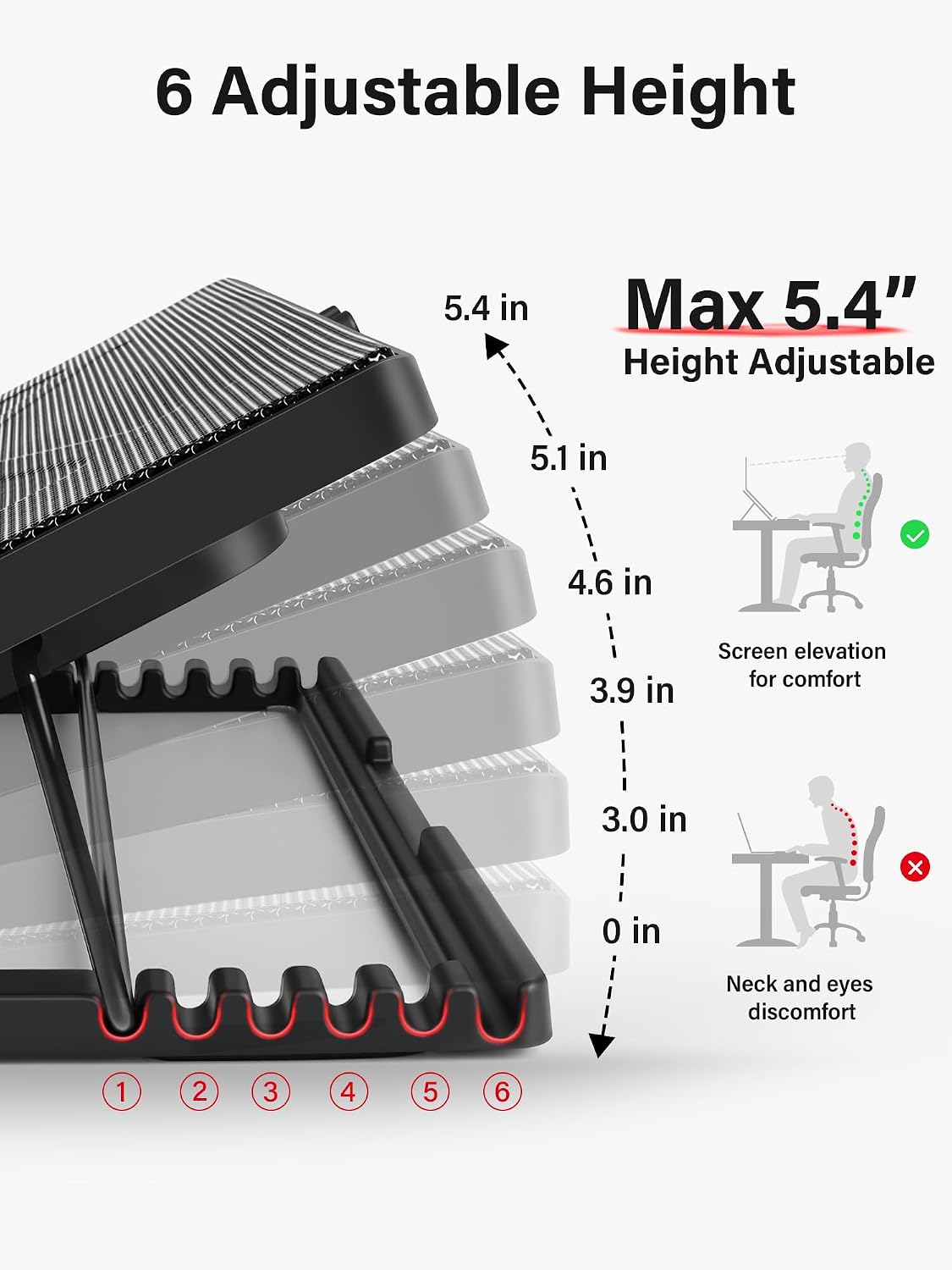 Laptop Cooling Pad Cooler Stand with 5 Quiet Fans for 12"-17" Laptop