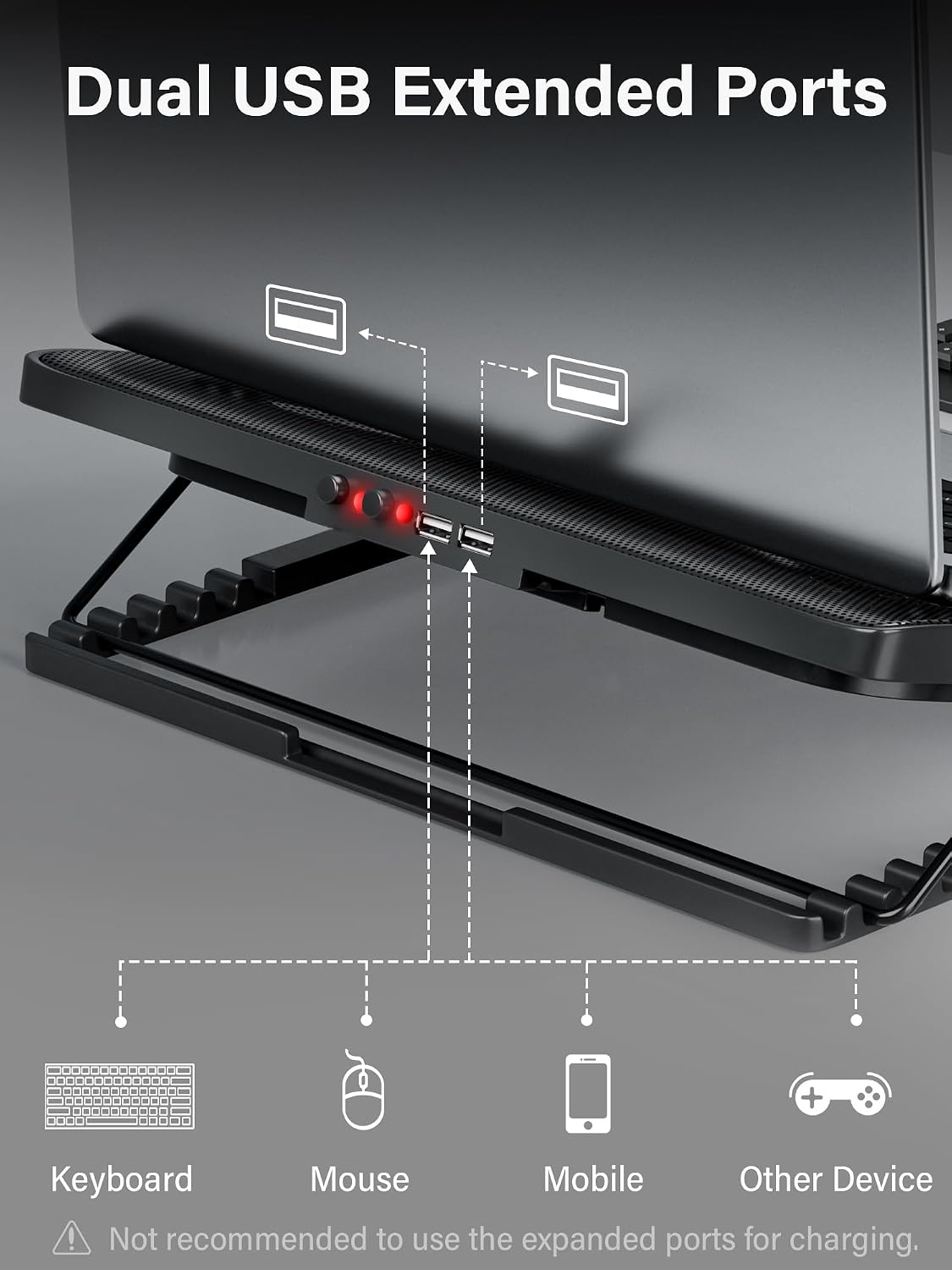 Laptop Cooling Pad Cooler Stand with 5 Quiet Fans for 12"-17" Laptop