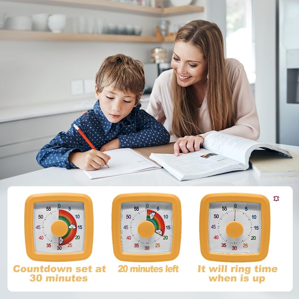 Visual Timer Kids/Adults 60 Minutes Rainbow Countdown Timer Time Management Tool Desk with Large Screen Time Management Tool for Kitchen School Office