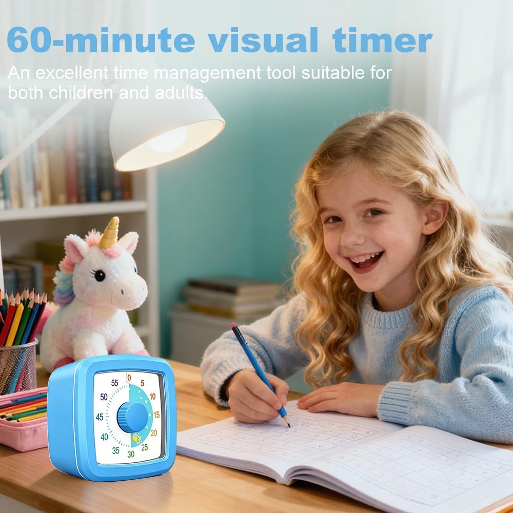 Visual Timer Kids/Adults 60 Minutes Rainbow Countdown Timer Time Management Tool Desk with Large Screen Time Management Tool for Kitchen School Office
