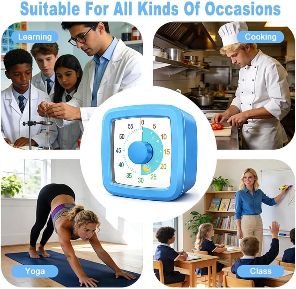 Visual Timer Kids/Adults 60 Minutes Rainbow Countdown Timer Time Management Tool Desk with Large Screen Time Management Tool for Kitchen School Office