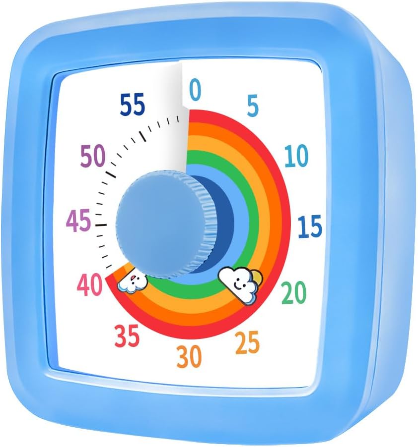 Visual Timer Kids/Adults 60 Minutes Rainbow Countdown Timer Time Management Tool Desk with Large Screen Time Management Tool for Kitchen School Office