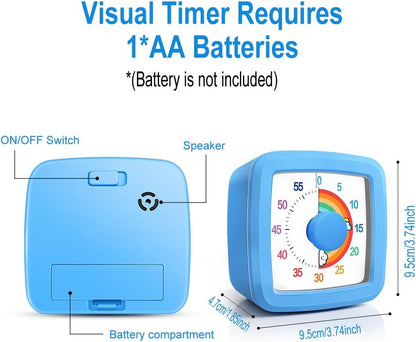 Visual Timer Kids/Adults 60 Minutes Rainbow Countdown Timer Time Management Tool Desk with Large Screen Time Management Tool for Kitchen School Office