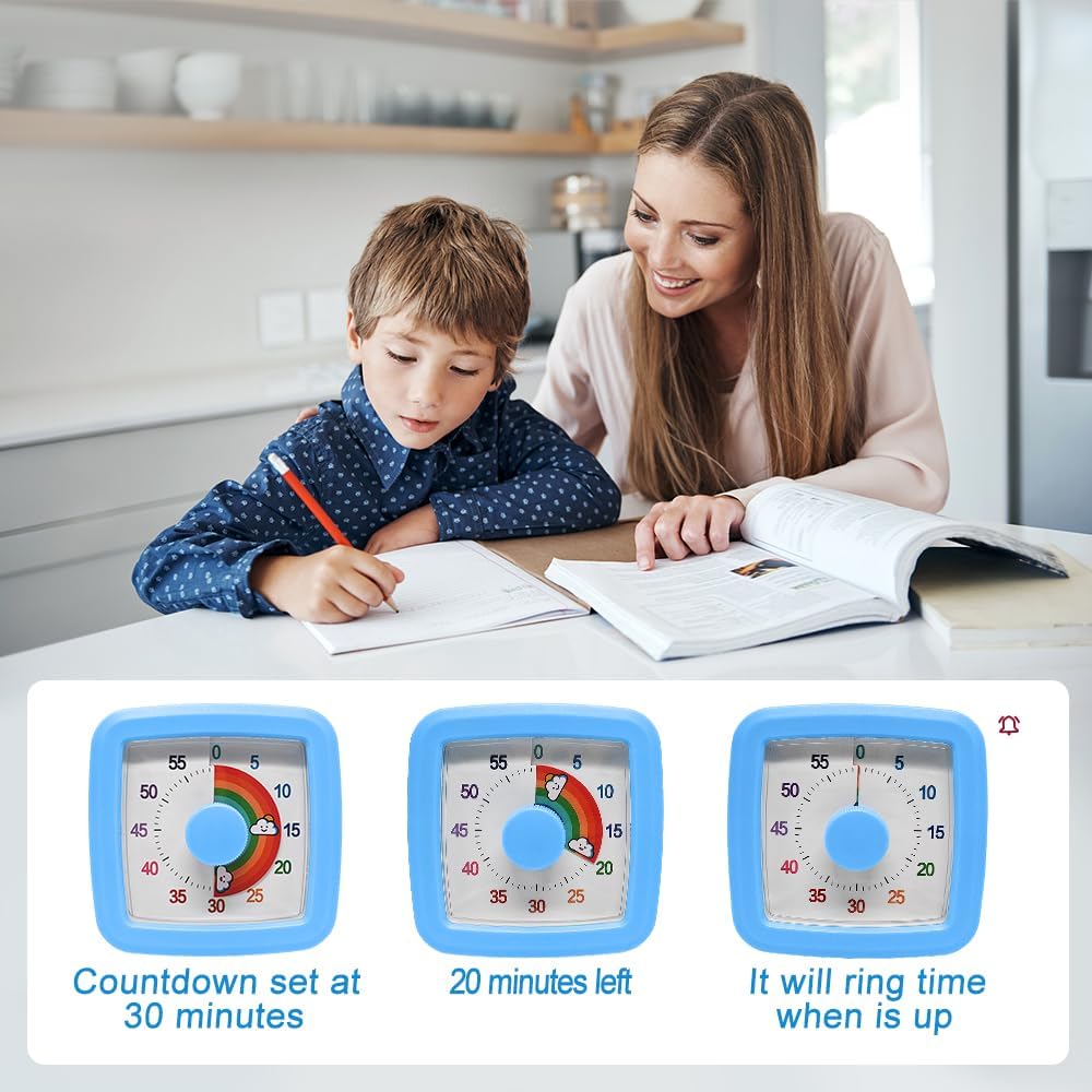 Visual Timer Kids/Adults 60 Minutes Rainbow Countdown Timer Time Management Tool Desk with Large Screen Time Management Tool for Kitchen School Office