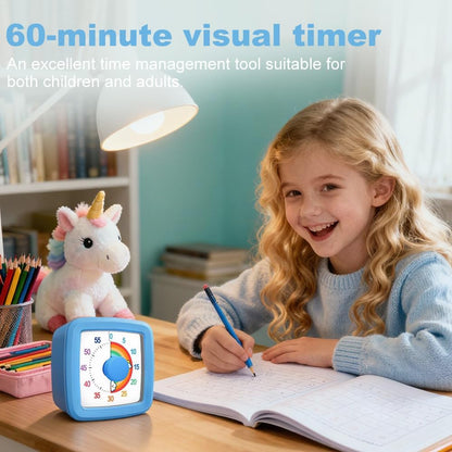 Visual Timer Kids/Adults 60 Minutes Rainbow Countdown Timer Time Management Tool Desk with Large Screen Time Management Tool for Kitchen School Office