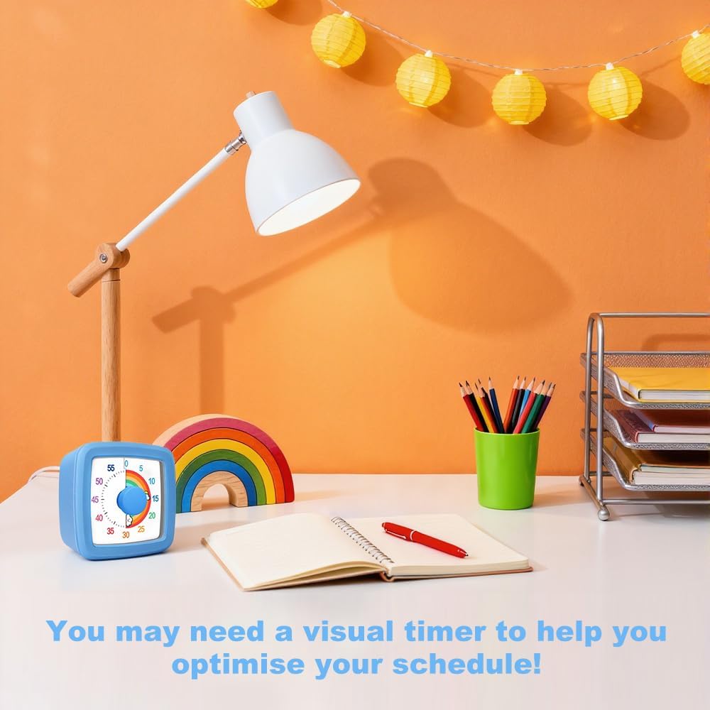 Visual Timer Kids/Adults 60 Minutes Rainbow Countdown Timer Time Management Tool Desk with Large Screen Time Management Tool for Kitchen School Office