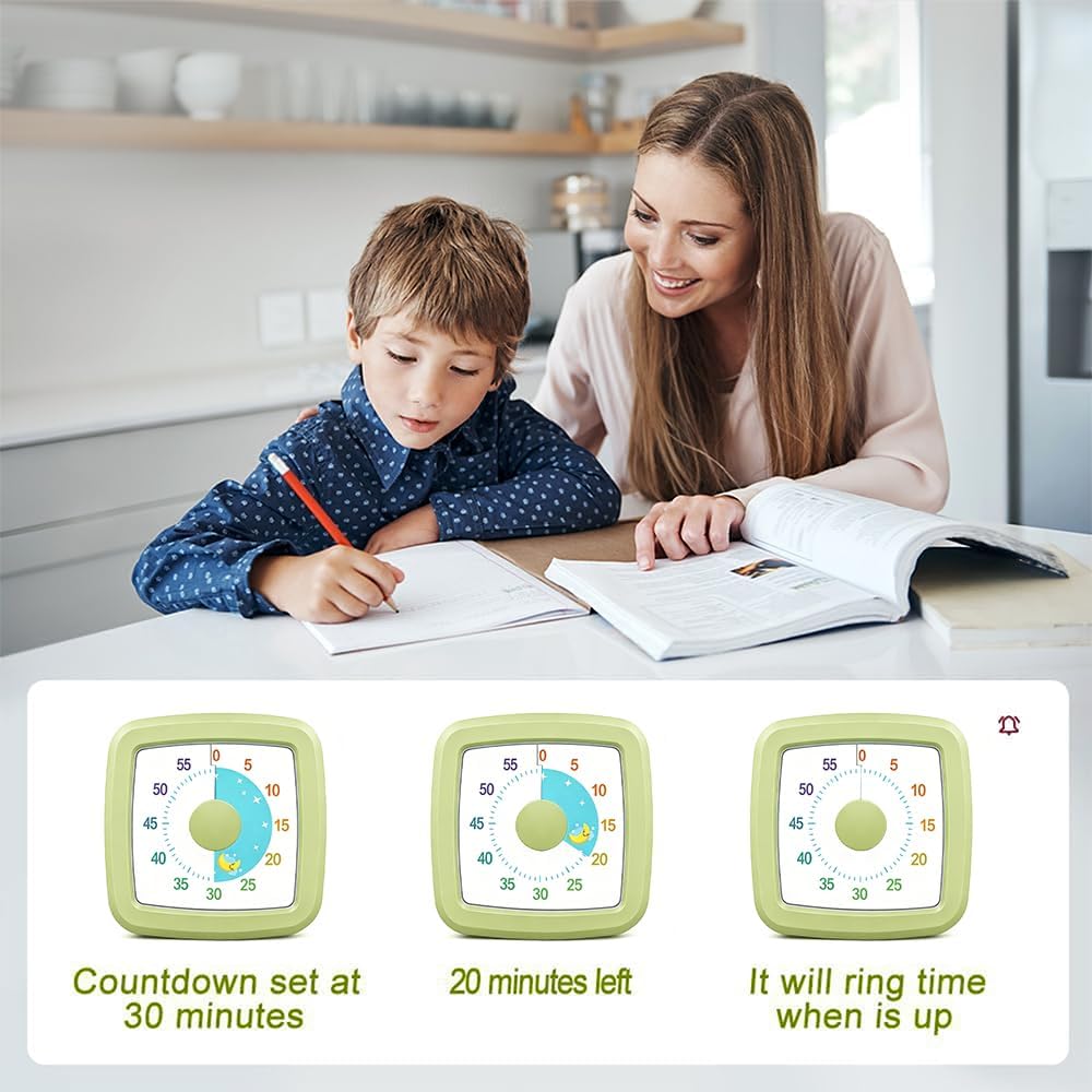 Visual Timer Kids/Adults 60 Minutes Rainbow Countdown Timer Time Management Tool Desk with Large Screen Time Management Tool for Kitchen School Office