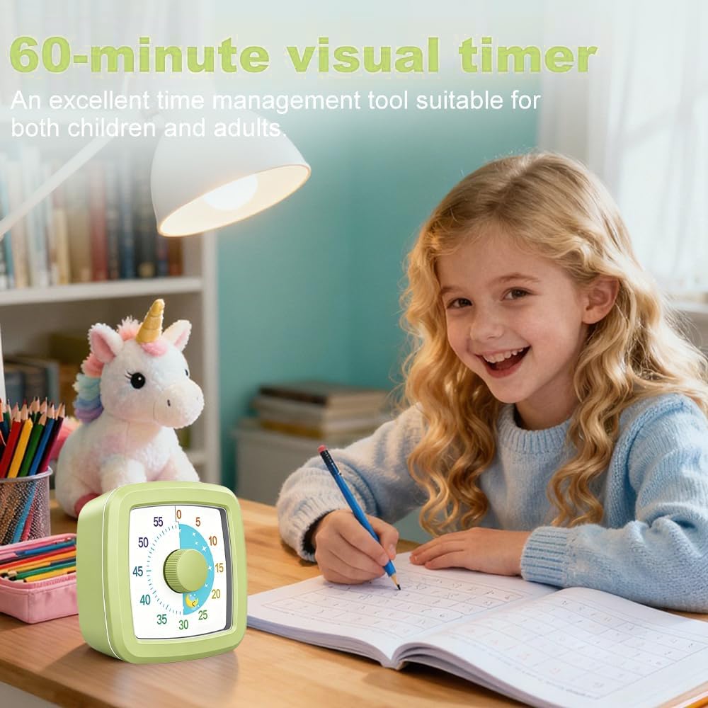Visual Timer Kids/Adults 60 Minutes Rainbow Countdown Timer Time Management Tool Desk with Large Screen Time Management Tool for Kitchen School Office