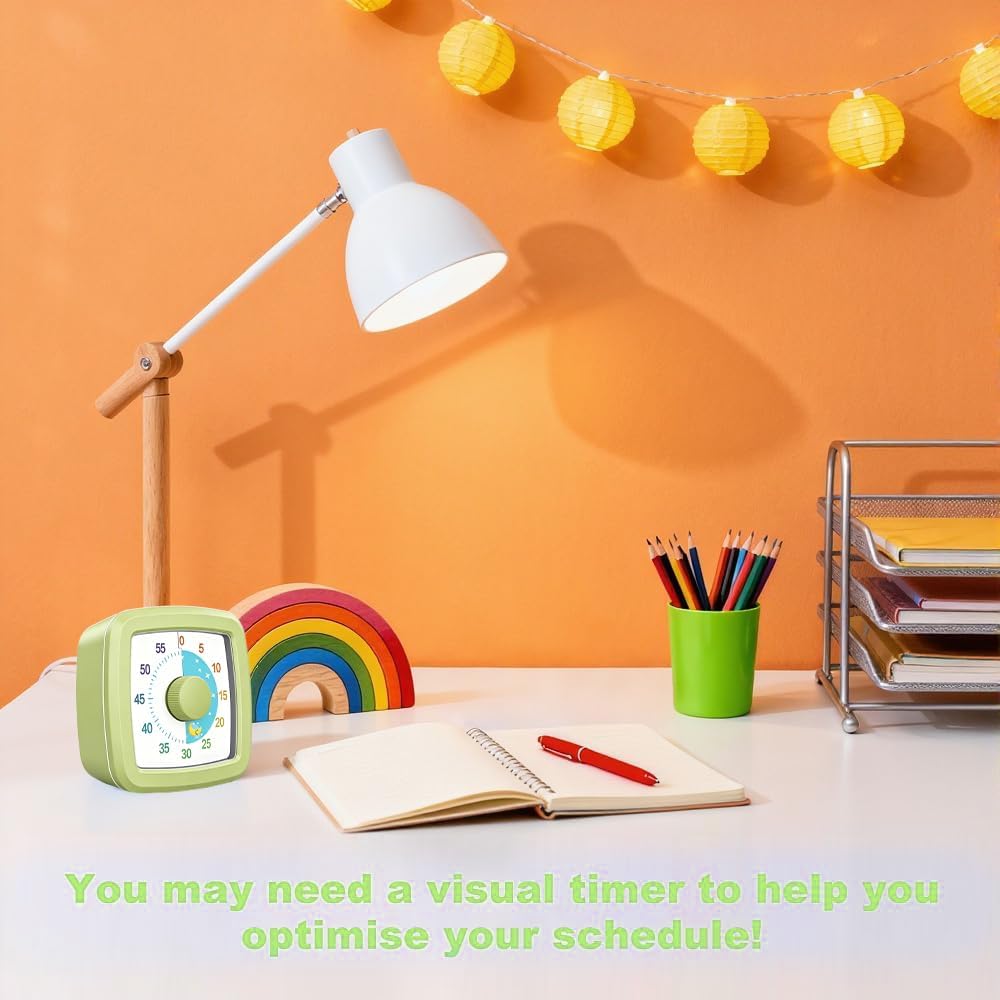 Visual Timer Kids/Adults 60 Minutes Rainbow Countdown Timer Time Management Tool Desk with Large Screen Time Management Tool for Kitchen School Office