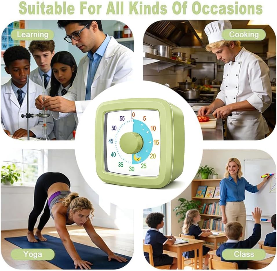 Visual Timer Kids/Adults 60 Minutes Rainbow Countdown Timer Time Management Tool Desk with Large Screen Time Management Tool for Kitchen School Office