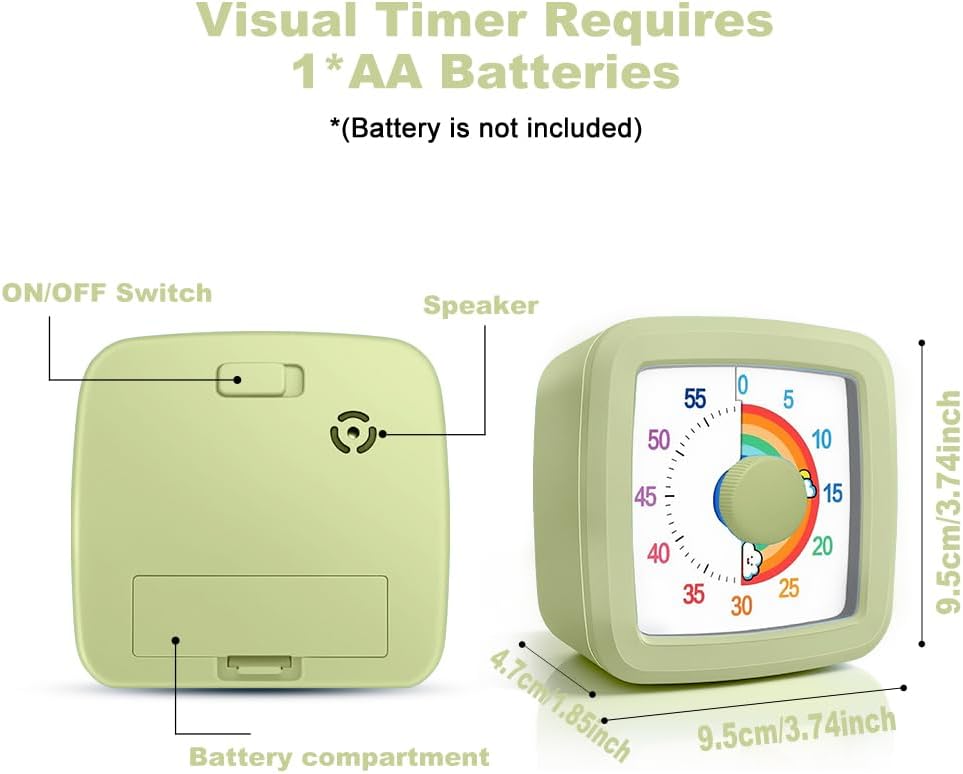 Visual Timer Kids/Adults 60 Minutes Rainbow Countdown Timer Time Management Tool Desk with Large Screen Time Management Tool for Kitchen School Office