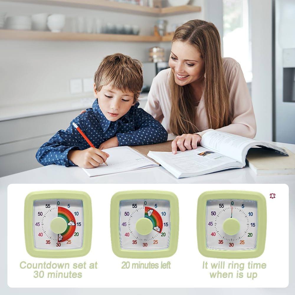 Visual Timer Kids/Adults 60 Minutes Rainbow Countdown Timer Time Management Tool Desk with Large Screen Time Management Tool for Kitchen School Office