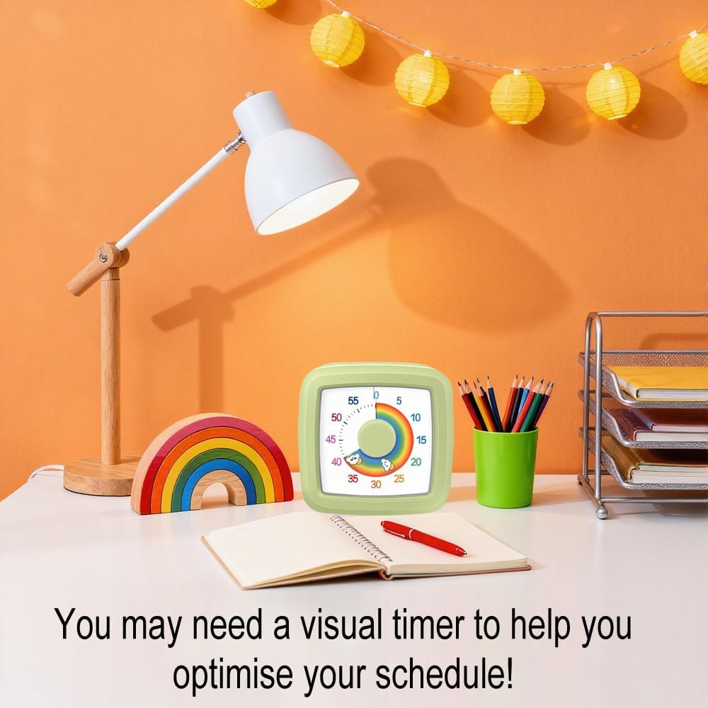 Visual Timer Kids/Adults 60 Minutes Rainbow Countdown Timer Time Management Tool Desk with Large Screen Time Management Tool for Kitchen School Office