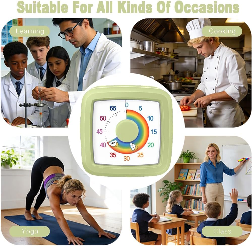Visual Timer Kids/Adults 60 Minutes Rainbow Countdown Timer Time Management Tool Desk with Large Screen Time Management Tool for Kitchen School Office