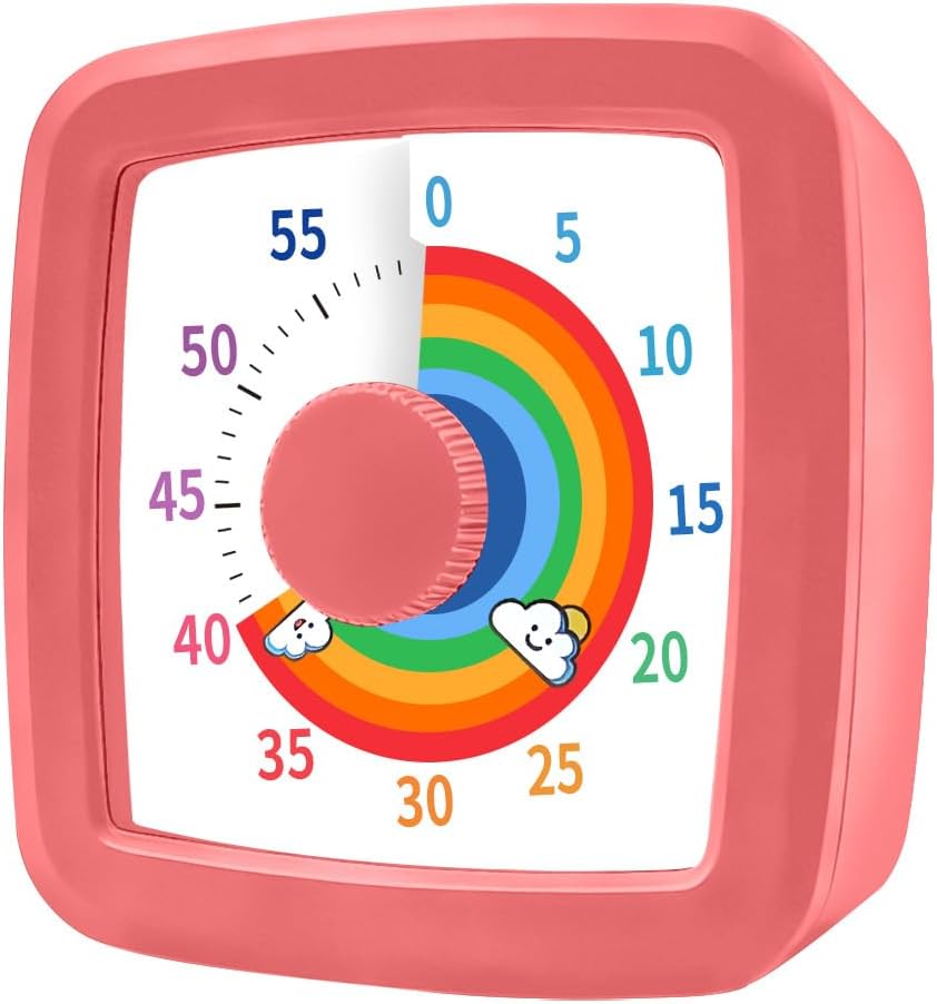 Visual Timer Kids/Adults 60 Minutes Rainbow Countdown Timer Time Management Tool Desk with Large Screen Time Management Tool for Kitchen School Office