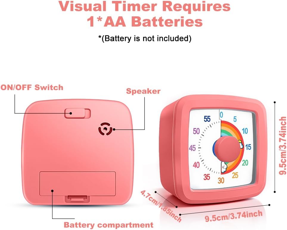 Visual Timer Kids/Adults 60 Minutes Rainbow Countdown Timer Time Management Tool Desk with Large Screen Time Management Tool for Kitchen School Office