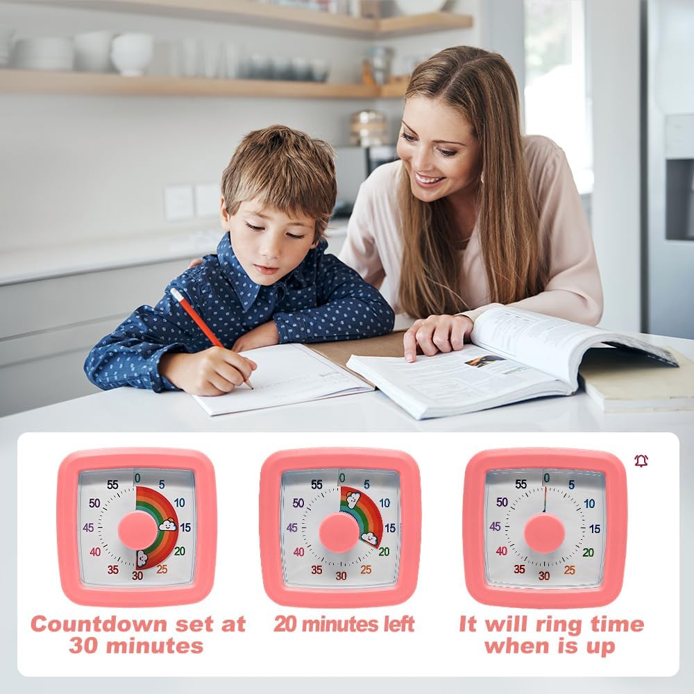 Visual Timer Kids/Adults 60 Minutes Rainbow Countdown Timer Time Management Tool Desk with Large Screen Time Management Tool for Kitchen School Office