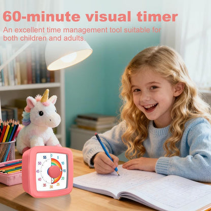 Visual Timer Kids/Adults 60 Minutes Rainbow Countdown Timer Time Management Tool Desk with Large Screen Time Management Tool for Kitchen School Office