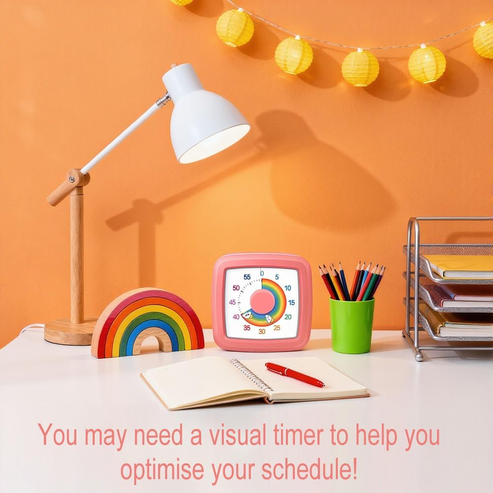 Visual Timer Kids/Adults 60 Minutes Rainbow Countdown Timer Time Management Tool Desk with Large Screen Time Management Tool for Kitchen School Office