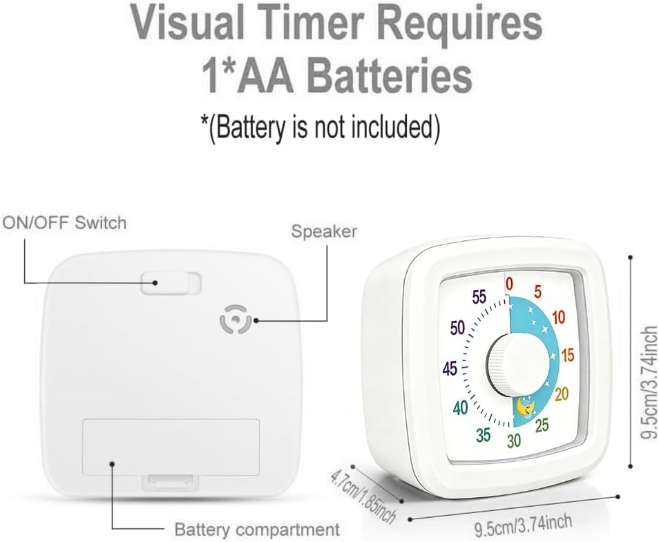 Visual Timer Kids/Adults 60 Minutes Rainbow Countdown Timer Time Management Tool Desk with Large Screen Time Management Tool for Kitchen School Office