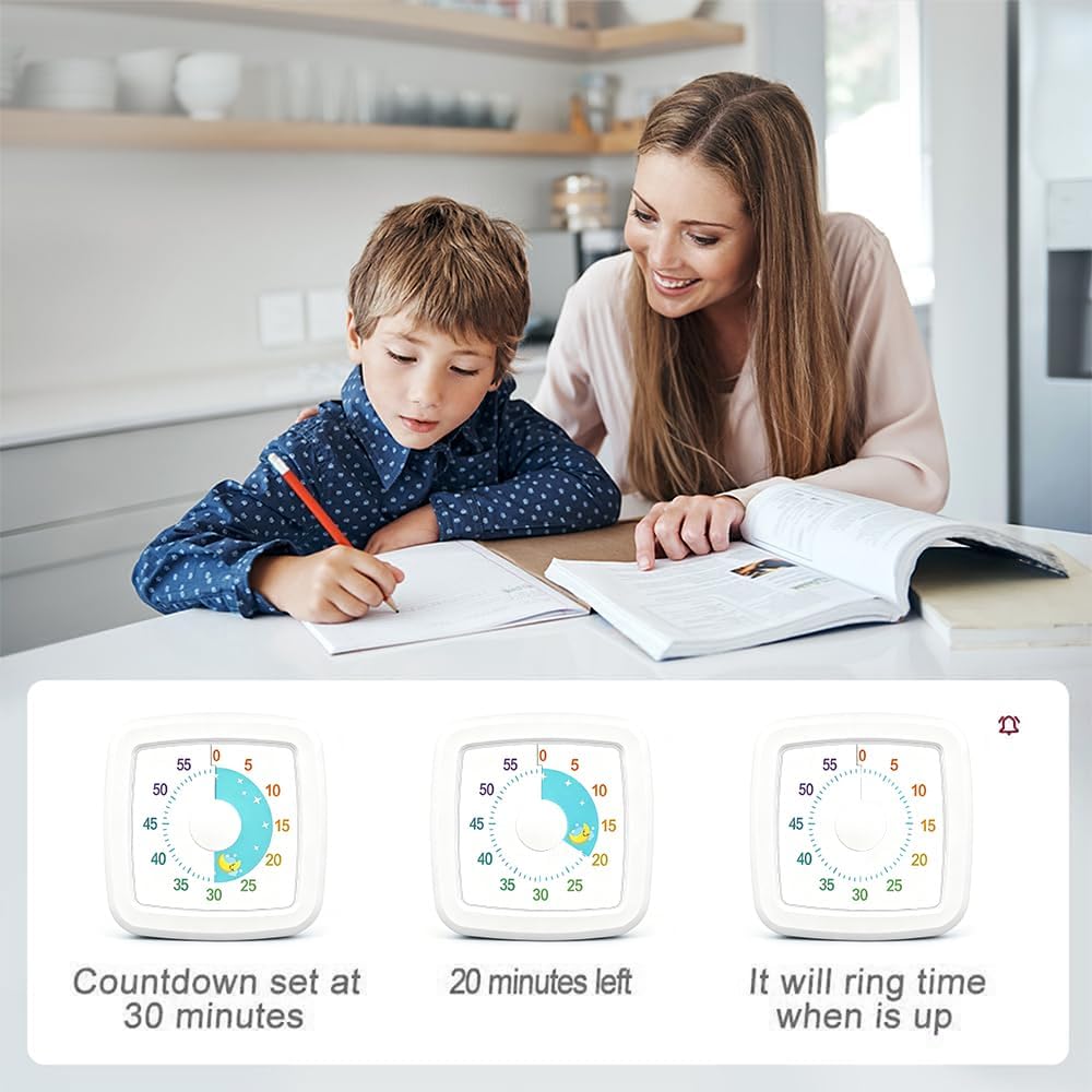 Visual Timer Kids/Adults 60 Minutes Rainbow Countdown Timer Time Management Tool Desk with Large Screen Time Management Tool for Kitchen School Office