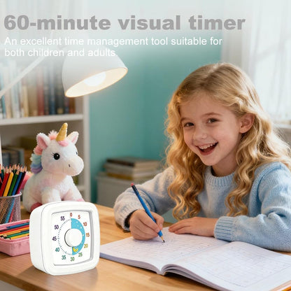 Visual Timer Kids/Adults 60 Minutes Rainbow Countdown Timer Time Management Tool Desk with Large Screen Time Management Tool for Kitchen School Office