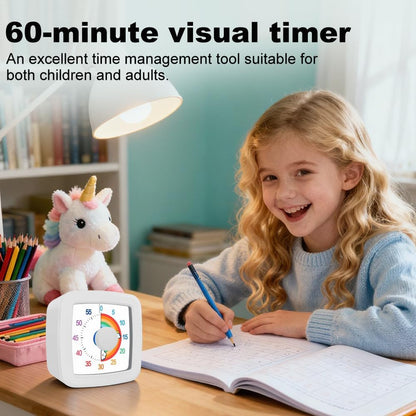 Visual Timer Kids/Adults 60 Minutes Rainbow Countdown Timer Time Management Tool Desk with Large Screen Time Management Tool for Kitchen School Office