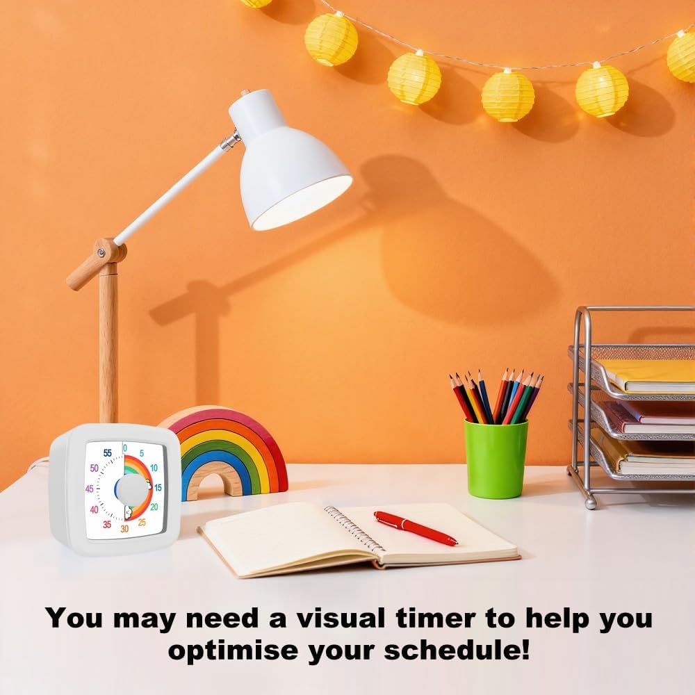 Visual Timer Kids/Adults 60 Minutes Rainbow Countdown Timer Time Management Tool Desk with Large Screen Time Management Tool for Kitchen School Office