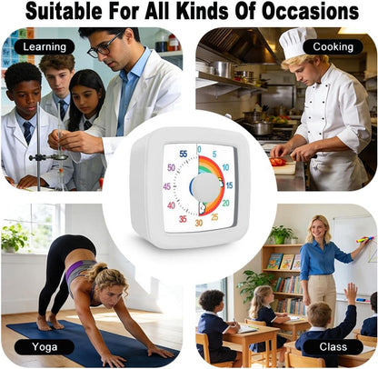 Visual Timer Kids/Adults 60 Minutes Rainbow Countdown Timer Time Management Tool Desk with Large Screen Time Management Tool for Kitchen School Office