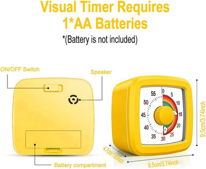 Visual Timer Kids/Adults 60 Minutes Rainbow Countdown Timer Time Management Tool Desk with Large Screen Time Management Tool for Kitchen School Office