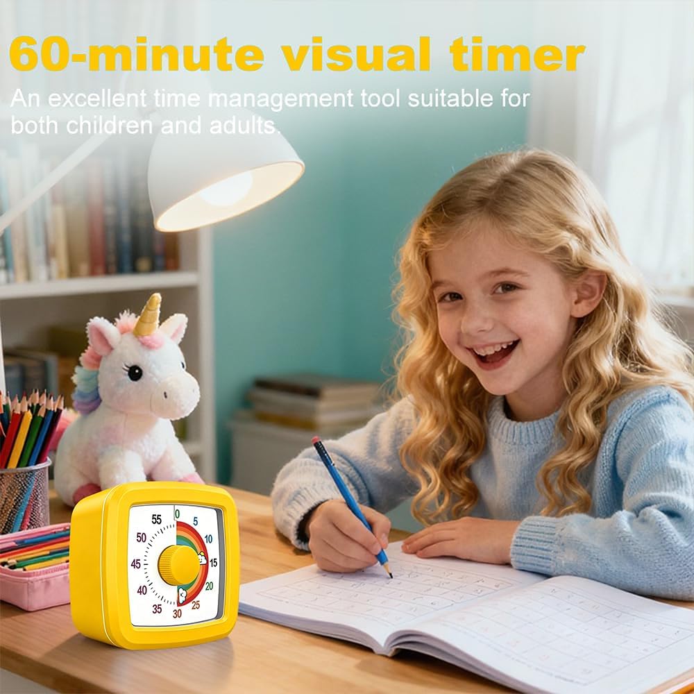 Visual Timer Kids/Adults 60 Minutes Rainbow Countdown Timer Time Management Tool Desk with Large Screen Time Management Tool for Kitchen School Office