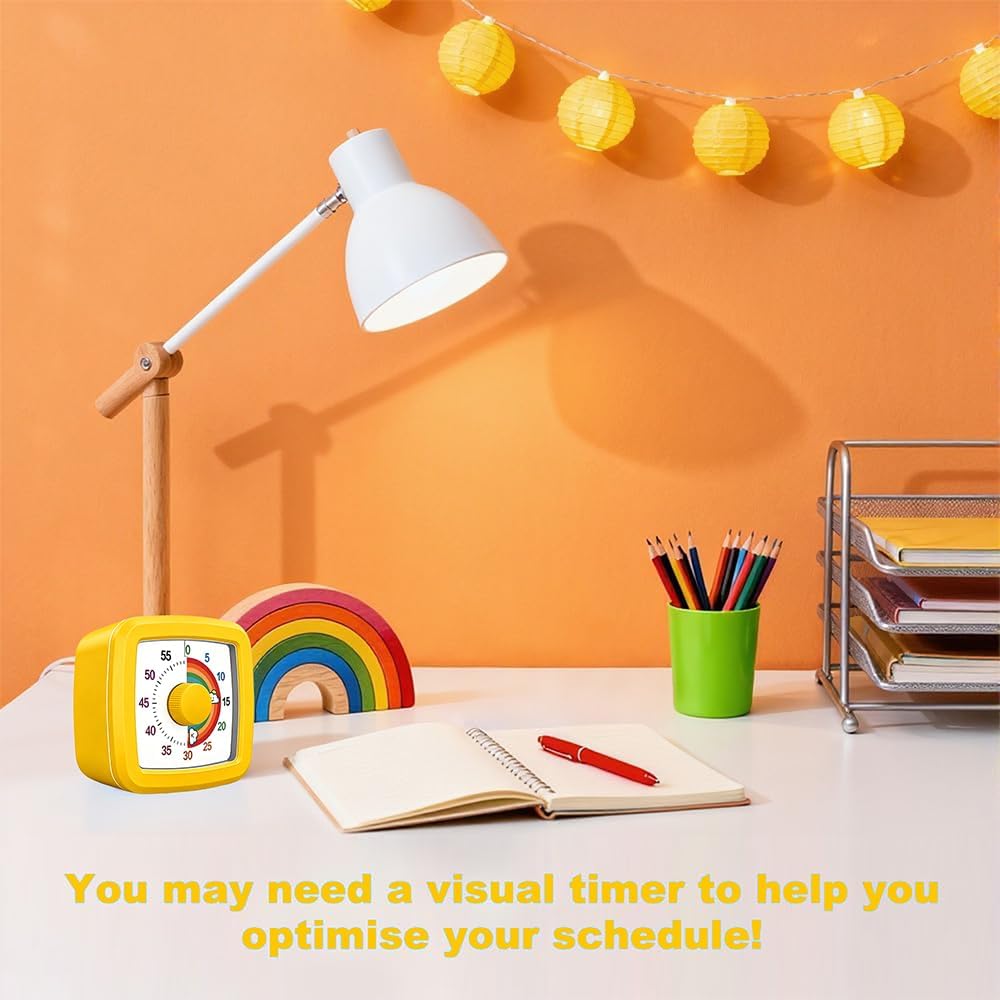 Visual Timer Kids/Adults 60 Minutes Rainbow Countdown Timer Time Management Tool Desk with Large Screen Time Management Tool for Kitchen School Office