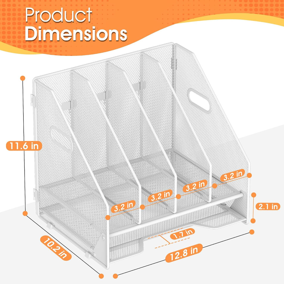 4 Vertical Mesh Desk Organizer with Paper Letter Tray, Black