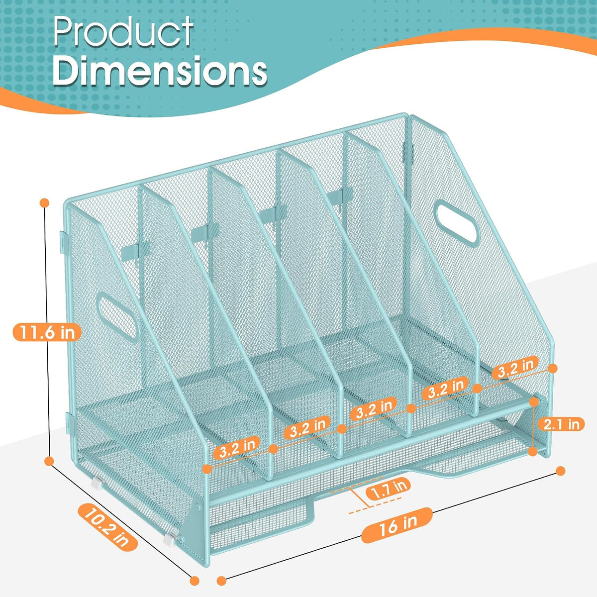 4 Vertical Mesh Desk Organizer with Paper Letter Tray, Black