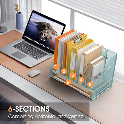 4 Vertical Mesh Desk Organizer with Paper Letter Tray, Black