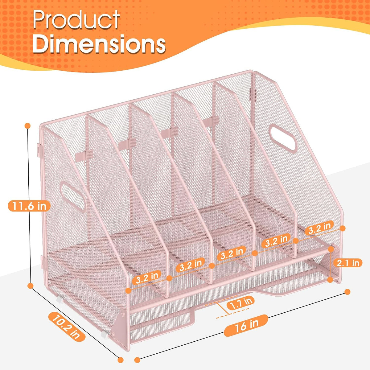 4 Vertical Mesh Desk Organizer with Paper Letter Tray, Black