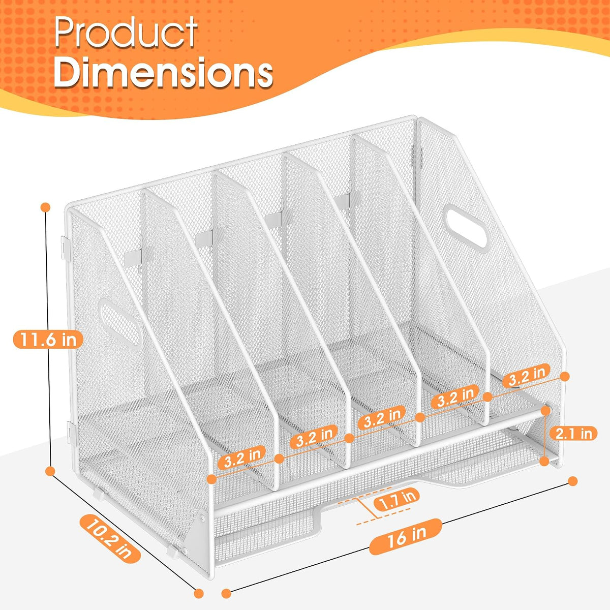 4 Vertical Mesh Desk Organizer with Paper Letter Tray, Black