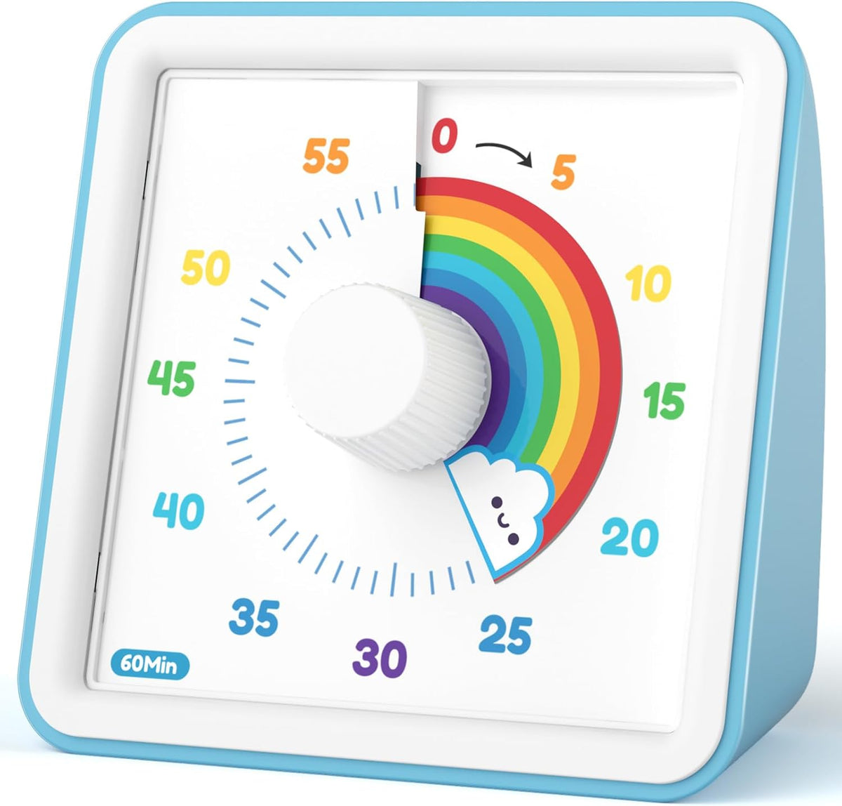 LIORQUE Visual Timer for Kids, 60 Minute Rainbow Countdown Timer, Blue