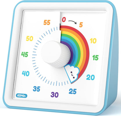 LIORQUE Visual Timer for Kids, 60 Minute Rainbow Countdown Timer, Blue
