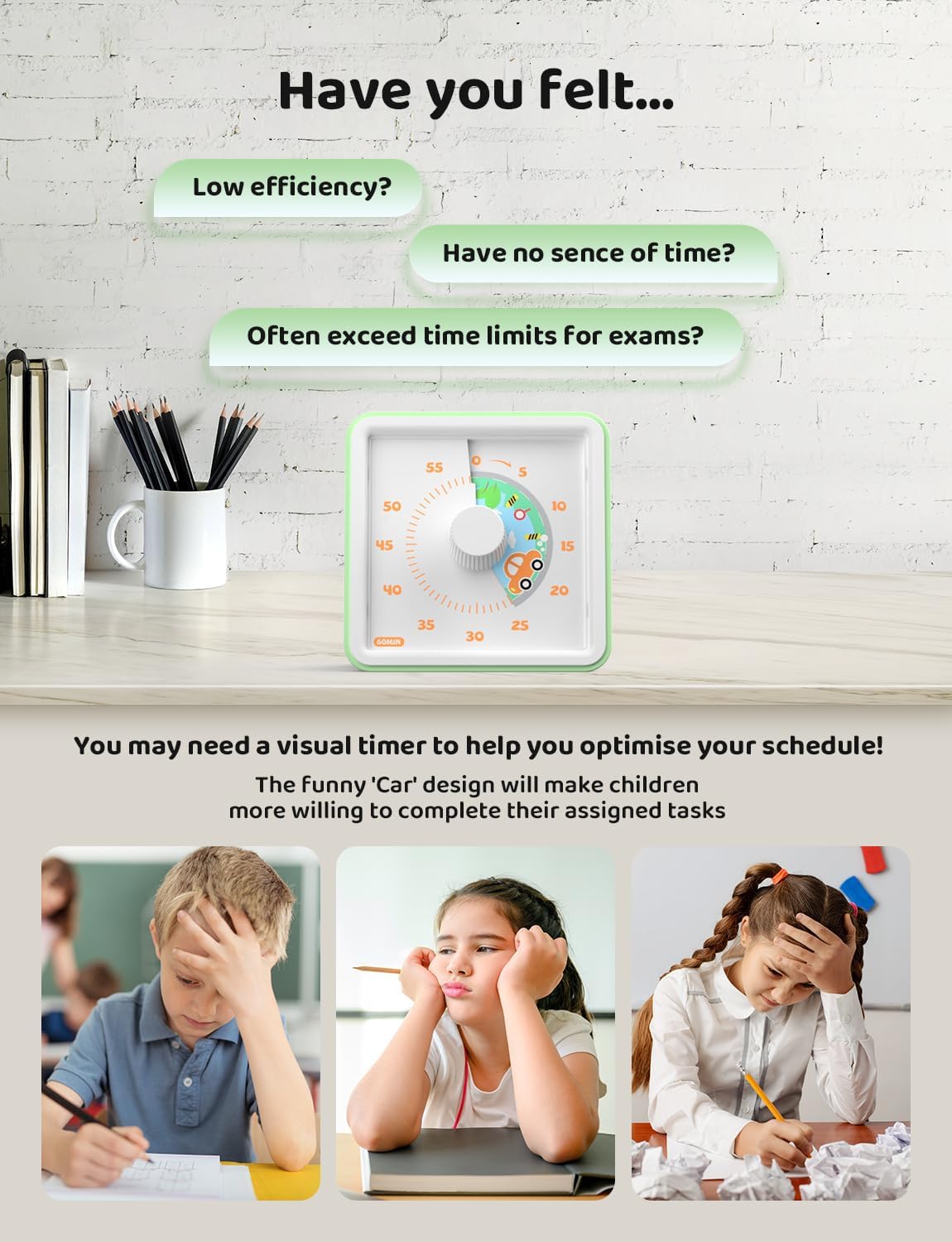 LIORQUE Visual Timer for Kids, 60 Minute Rainbow Countdown Timer, Blue
