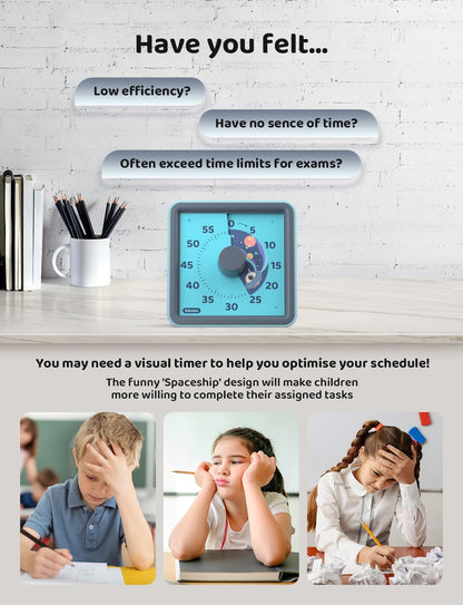 LIORQUE Visual Timer for Kids, 60 Minute Rainbow Countdown Timer, Blue