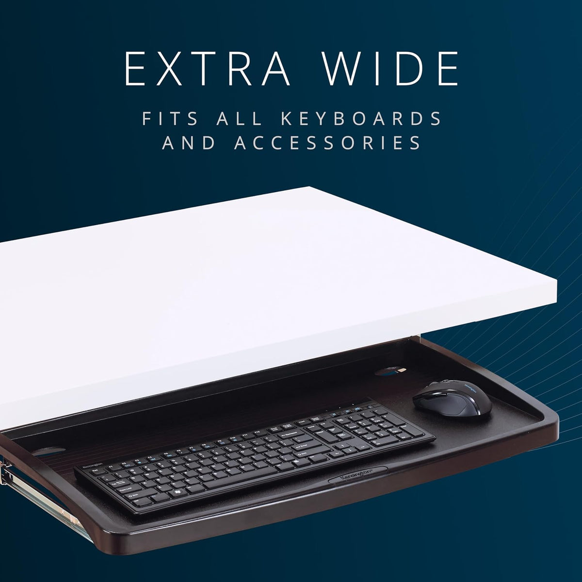 Keyboard Tray Under Desk, SmartFit Ergonomic Slide-Out Keyboard Drawer with Cable Management, Extra-Wide Height Adjustable Keyboard Holder, 24.5" x 11.75", Black K60004US