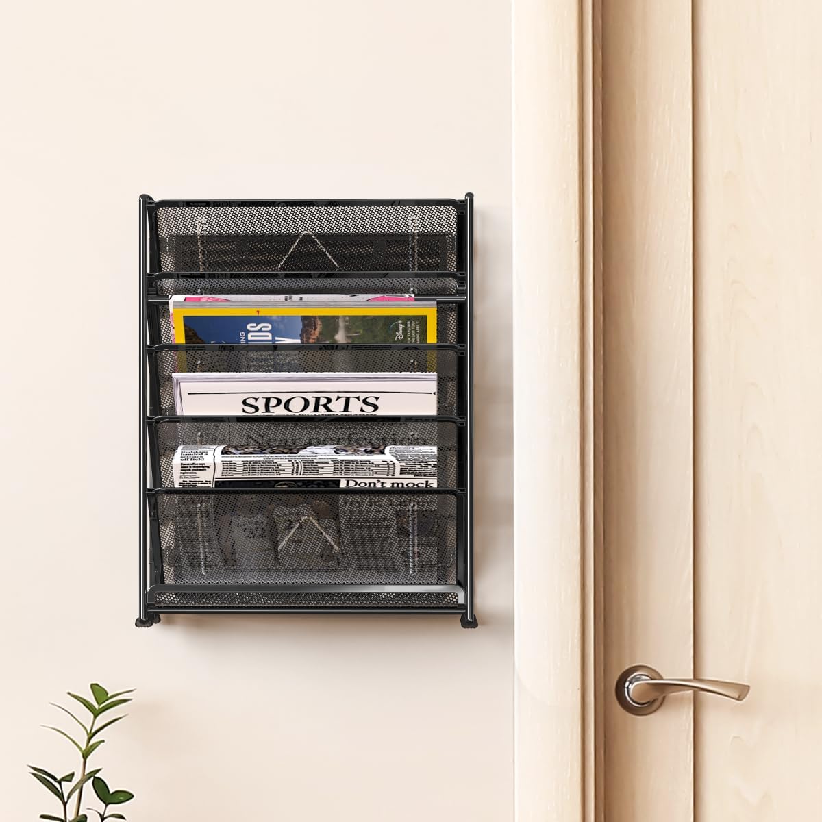 6-Tier Wall Mount Document Letter Tray Organizer, Black