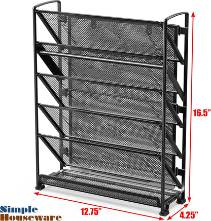6-Tier Wall Mount Document Letter Tray Organizer, Black