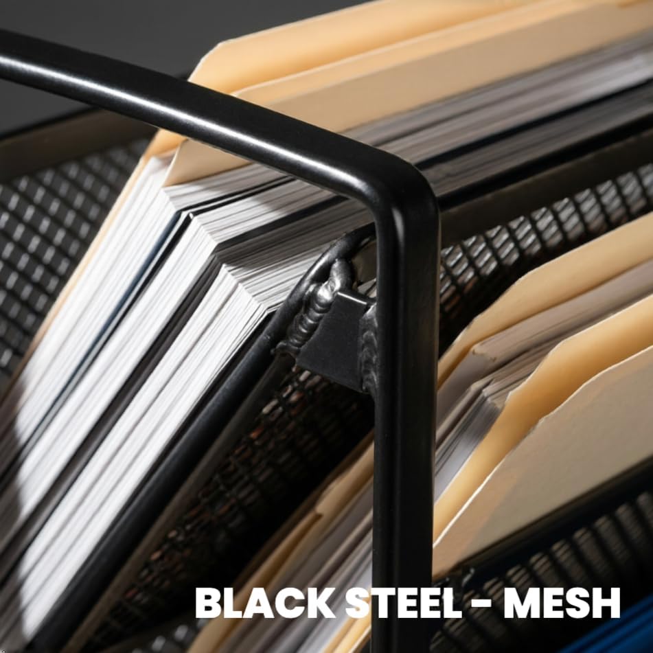 6-Tier Wall Mount Document Letter Tray Organizer, Black